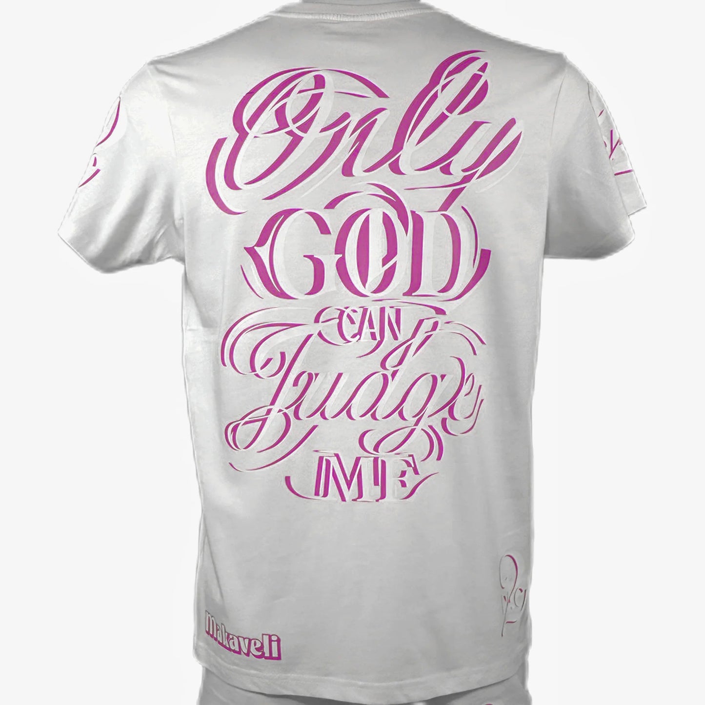 camiseta (corte clasico o oversize) onli god can judge me letras rosas